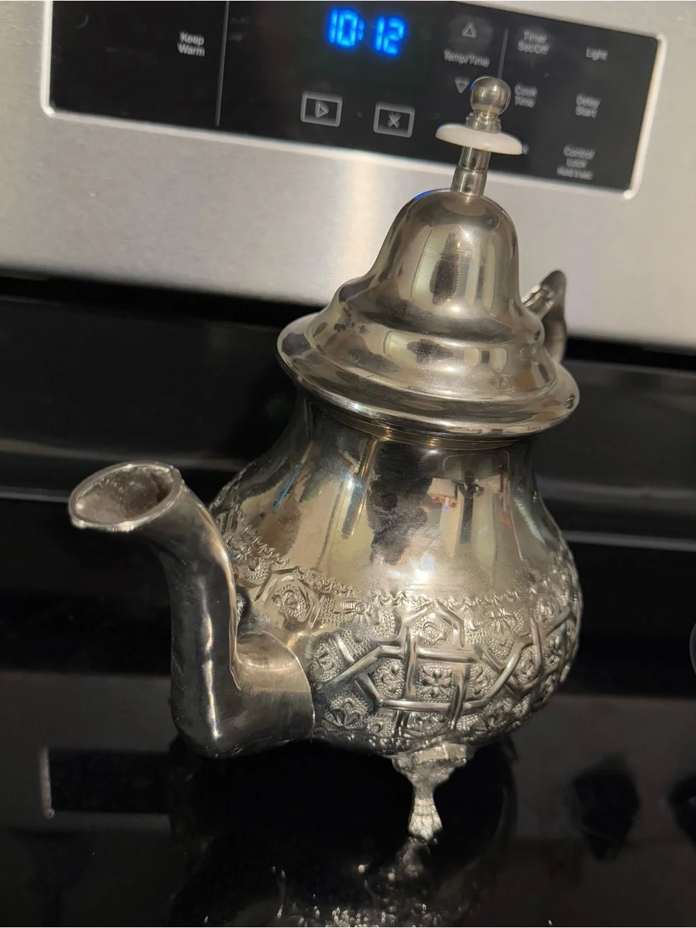 Vintage Moroccan Teapot Hand Engraved Tea Pot Mint Tea Decor Rare Carved Antique